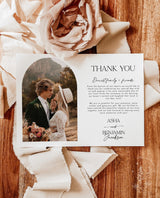 Photo Thank You Card | Minimalist Wedding Thank You Card | Modern Wedding Thank You | Boho Thank You Card | Boho Arch | Editable Template D1