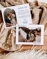 Photo Thank You Card | Minimalist Wedding Thank You Card | Modern Wedding Thank You | Boho Thank You Card | Boho Arch | Editable Template D1