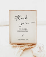 Modern Wedding Thank You Sign Template | Minimalist Favors Sign | Wedding Thank You Sign | Boho Bridal Shower Favors Sign | D1