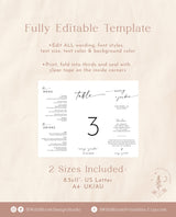 Modern Wedding Trifold Table Numbers | Minimalist Wedding Table Numbers | Tri-fold Table Menu | Triangle Table Stand | Editable Template M9