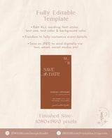 Terracotta Save the Date | Modern Minimalist Save the Date | Electronic Save the Date | Digital Text Save the Date | Editable Template | D1