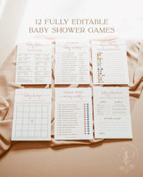 Boho Baby Shower Games | Dusty Blush Shower Bundle | Minimalist Pink Baby Shower | Modern Girl Baby Shower Games | Editable Template | BM1