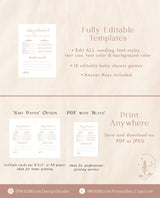 Boho Baby Shower Games | Dusty Blush Shower Bundle | Minimalist Pink Baby Shower | Modern Girl Baby Shower Games | Editable Template | BM1