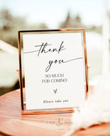 Modern Wedding Thank You Sign Template | Minimalist Favors Sign | Wedding Thank You Sign | Boho Bridal Shower Favors Sign | D1
