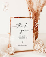 Modern Wedding Thank You Sign Template | Minimalist Favors Sign | Wedding Thank You Sign | Boho Bridal Shower Favors Sign | D1
