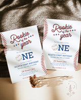 Baseball First Birthday Invitation | Rookie of the Year Invite | Baseball Birthday Party | Boy Birthday Invite | Editable Template | R2