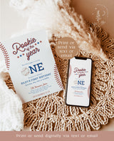 Baseball First Birthday Invitation | Rookie of the Year Invite | Baseball Birthday Party | Boy Birthday Invite | Editable Template | R2