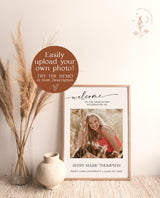 Graduation Party Welcome Sign Template | Photo Graduation Welcome Poster | Modern Minimalist Graduation Welcome | Editable Template | M9