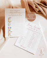 Boho Baby Shower Games | Dusty Blush Shower Bundle | Minimalist Pink Baby Shower | Modern Girl Baby Shower Games | Editable Template | BM1