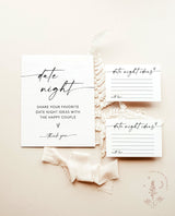 Modern Date Night Ideas Card | Date Night Ideas Sign | Boho Bridal Shower | Minimalist Bridal Shower | Date Night Card Template | M9