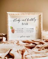 Bloody and Bubbly Bar Sign | Modern Brunch and Bubbly Shower Bar Sign | Minimalist Bridal Shower Bar Sign | Boho Bridal Shower Bar Sign | M9