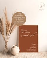 Minimalist Wedding Welcome Sign | All Because Two People Swiped Right Wedding Sign | Modern Wedding Welcome Poster | Editable Template M9