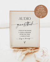 Audio Guestbook Sign | Modern Minimalist Wedding Sign | Phone Message Guest Book | Pick Up The Phone, Leave A Message | Editable Template M9