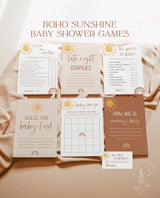 Sunshine Baby Shower Games | Gender Neutral Shower Bundle | Boho Rainbow Baby Shower | Terracotta Baby Shower Games | Editable Template | S2