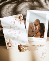 Boho Wedding Invitation Template | Wedding Invite | Terracotta Wedding Invite | Pampas Grass | Desert Wedding | Rust Wedding Invite A4