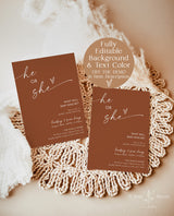 Gender Reveal Invitation Template | Modern Minimalist Gender Reveal Party Invite | Gender Neutral Reveal Invite | Editable Template | M9