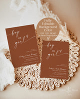 Minimalist Gender Reveal Invitation Template | Modern Gender Reveal Party Invite | Gender Neutral Reveal Invite | Editable Template | M9