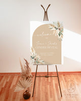 Boho Gender Reveal Welcome Sign | Pampas Grass Gender Reveal Poster | Gender Neutral Welcome Sign | Boho Arch Welcome Sign | A5