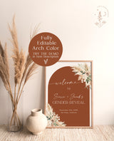 Boho Gender Reveal Welcome Sign | Pampas Grass Gender Reveal Poster | Gender Neutral Welcome Sign | Boho Arch Welcome Sign | A5