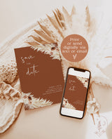 Boho Photo Save the Date | Save the Date | Terracotta Save the Date | Pampas Grass Save the Date | Editable Template | A4