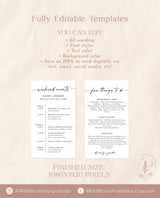 Minimalist Wedding Weekend Itinerary Template | Digital Itinerary | Fun Things to Do | Electronic Weekend Events | Wedding Itinerary | M9