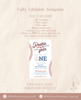 Baseball First Birthday Text Invite | Digital Rookie of the Year Invite | Baseball Birthday Party | Boy Birthday | Editable Template | R2