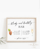Bloody and Bubbly Bar Sign | Modern Brunch and Bubbly Shower Bar Sign | Minimalist Bridal Shower Bar Sign | Boho Bridal Shower Bar Sign | M9