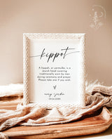 Minimalist Kippot Sign | Modern Minimalist Kippah Sign | Modern Bar Mitzvah Sign | Jewish Wedding Yarmulke Basket | Editable Template | M9