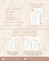 Sunshine Baby Shower Games | Gender Neutral Shower Bundle | Boho Rainbow Baby Shower | Terracotta Baby Shower Games | Editable Template | S2