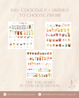 Signature Drinks Sign Template | Boho Signature Cocktail Sign | Wedding Bar Menu Sign | His and Hers Bar Sign | Editable Template | A4