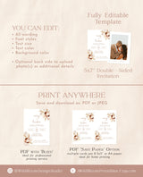 Boho Wedding Invitation Template | Wedding Invite | Terracotta Wedding Invite | Pampas Grass | Desert Wedding | Rust Wedding Invite A4