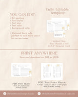 Bridal Shower Recipe Card | Brunch & Bubbly Recipe Card | Minimalist Recipe Request Card Insert | Boho Bridal Shower | Editable Template B2