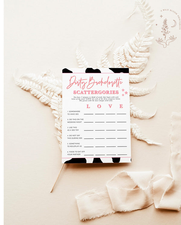 Bachelorette Party Game | Dirty Scattergories Bachelorette Game | Disco Cowgirl Bachelorette Drinking Game | Funny Bachelorette Game | D2