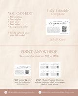 Honeymoon Fund Card Template | Honeymoon Wish QR Code | Honeymoon Wish Insert | Modern Wedding Cash Card | Minimalist Wedding | M9