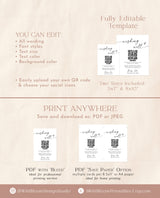 Honeymoon Fund Sign Template | Wishing Well QR Code Sign | Honeymoon Wish Sign | Minimalist Wedding | Modern Wedding Cash Registry Sign | M9