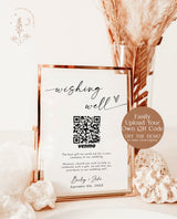 Honeymoon Fund Sign Template | Wishing Well QR Code Sign | Honeymoon Wish Sign | Minimalist Wedding | Modern Wedding Cash Registry Sign | M9