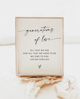 Generations of Love Sign | Modern Wedding Sign | All That We Hope To Be | Boho Wedding | Minimalist Wedding Sign| Editable Template | M9