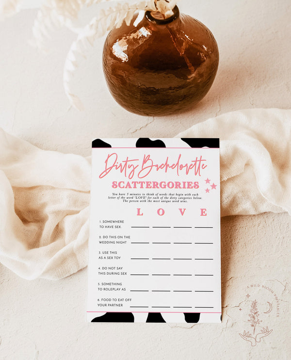 Bachelorette Party Game | Dirty Scattergories Bachelorette Game | Disco Cowgirl Bachelorette Drinking Game | Funny Bachelorette Game | D2