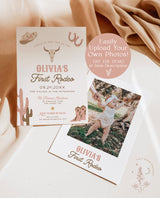 First Rodeo Birthday Invitation Template | Cowgirl Birthday Invite | Wild West Birthday | Girl Birthday Invite | Southwest Country Invite R3