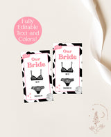 Disco Cowgirl Lingerie Card Template | Bride Measurements Card | Bachelorette Bra Size Card Insert | Nash Bash Bachelorette Party | D2
