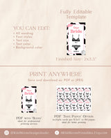 Disco Cowgirl Lingerie Card Template | Bride Measurements Card | Bachelorette Bra Size Card Insert | Nash Bash Bachelorette Party | D2