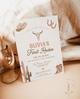 First Rodeo Birthday Invitation Template | Cowgirl Birthday Invite | Wild West Birthday | Girl Birthday Invite | Southwest Country Invite R3