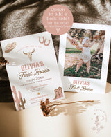 First Rodeo Birthday Invitation Template | Cowgirl Birthday Invite | Wild West Birthday | Girl Birthday Invite | Southwest Country Invite R3