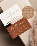 Minimalist Loyalty Card Design | Terracotta Loyalty Card Template | Customer Loyalty Cards | Modern Small Business | Boho Business Cards M9