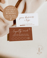 Minimalist Loyalty Card Design | Terracotta Loyalty Card Template | Customer Loyalty Cards | Modern Small Business | Boho Business Cards M9