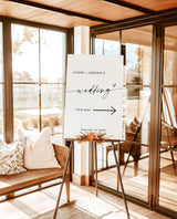 Minimalist Wedding Direction Sign | Wedding Direction Sign Template | Wedding This Way Sign | Modern Wedding Arrow Sign | This Way Sign | M9