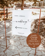 Minimalist Wedding Direction Sign | Wedding Direction Sign Template | Wedding This Way Sign | Modern Wedding Arrow Sign | This Way Sign | M9