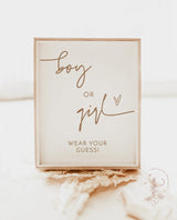 Wear Your Guess Game Sign | He or She What Will Baby Be Sign | Gender Guess Board | Gender Neutral Baby Shower | He or She Gender Reveal BM1