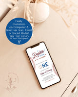 Baseball First Birthday Text Invite | Baseball Birthday Party | Digital Rookie of the Year Invite | Boy Birthday | Editable Template | R2