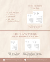 Minimalist Wedding Bar Menu | Wedding Drink Sign | Modern Minimalist Drink Menu Sign | Bar Menu Template | Editable Template | M7